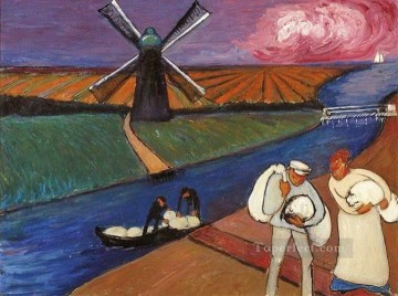 molino de viento Marianne von Werefkin Expresionismo Pinturas al óleo
